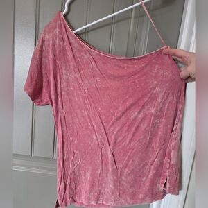 American Eagle Womans Large Pink One Shoulder Top Nwot